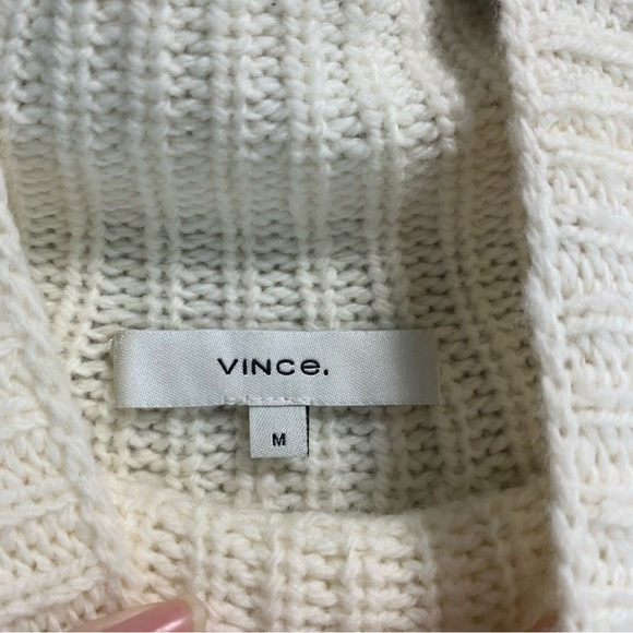 VINCE WOMEN’S MIXED STITCH FUNNEL NECK PULLOVER SWEATER - Picture 5 of 7